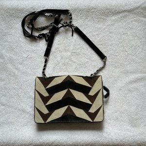 Zara Crossbody Bag Black and Brown Suede Leather